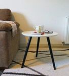 DDS Dream Decor Shoppee Foldable Round Shaped Side Table/Tea Coffee Breakfast Table (Black-White, Engineered Wood)