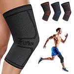 UFlex Athletics Knee Compression Sleeve Support for Women and Men - Knee Brace for Pain Relief, Fitness, Weightlifting, Hiking, Sports - Black, Large