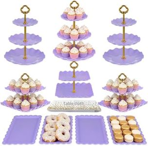 Pack of 11 NWK Cake Stand Set of Cupcake Stand, Tray & Table Cloth (Purple)