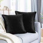 Nestl Throw Pillow Covers, Cozy Velvet Decorative Pillow Cases 24x24 Inches, Soft Solid Couch Pillow Covers for Sofa, Bed and Car, Set of 2 - Black