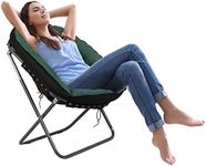 Saucer Chairs for Adults, Tochiyoga Folding Saucer Chair, Oversized Saucer Chair for Bedroom, Moon Chair, Papasan Chair (Green)