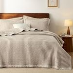 Bedsure Light Taupe Bedspread Coverlet Queen Size - Lightweight Soft Quilt Bedding Set for All Seasons, Corduroy Pattern Quilt Set, 3 Pieces, 1 Quilt (90"x96") & 2 Pillow Shams (20"x26"+2")