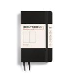 LEUCHTTURM1917 - Notebook Hardcover Pocket A6-187 Numbered Pages for Writing and Journaling (Black, Plain)