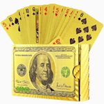 Mallexo Real Golden Water Proof Poker Cards Game for Kids 54PCs Poker Playing Taash Cards Playing Trading Cards Classic Poker Table Cards for Adults Magic Cards Poker Gift Set Birthday(Random Color)