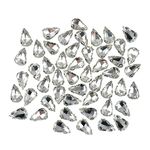 EmbroideryMaterial Sew on Glass Crystal Rhinestones with D Shape Claws for Fabric, Craft, Embroidery, Sewing and Jewellery Making (6 * 8MM, Silver, Teardrop, 48 Pieces)