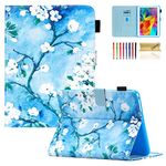 Galaxy Tab 4 10.1 inch T530 Case, Dteck PU Leather Folio Smart Cover Auto Sleep/Wake Function Multiple Viewing Angles Stand Wallet Case for Samsung Galaxy Tab 4 10.1" SM-T530/T531/T535,White Flower