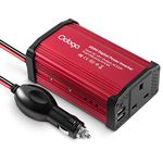 Odoga 300W Car Power Inverter 12V to 240V / 230V Converter, Dual USB 4.8A Charging Ports - Charge Your Laptop, iPad, iPhone, Tablet, Consoles & More - Durable and Powerful - Red Aluminum Body