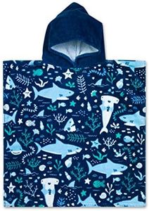 Baba & Bear Hooded Towel for Kids Swimsuit Cover Up for Beach, Pool, Bath (Shark)