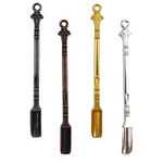 4Colors Snuff Spoon, Mini Scoop Shovel Medicine Spoon with Pendants Necklace Loop, Metal Snuff Powder Shovel for Vials (4 Colors)