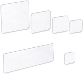 Thinp 6 Pcs Acrylic Stamp Block,Clear Acrylic Blocks for Stamping Clear Stamps with Grid Decorative Stamp Blocks Acrylic Clear Stamping Stamp Block Square Display Block Set Props for DIY Scrapbooking