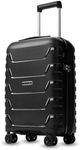 LUGGEX Carry On Luggage 22x14x9 Airline Approved - Expandable Hardshell Suitcase with Spinner Wheels (Black, 20 Inch)