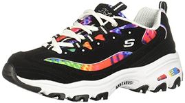 Skechers Women's D'lites - Summer Fiesta Shoe, Black Trubuck/Multi Mesh/White Trim, 9 Medium US