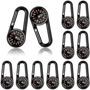 12 PCS Mini Compasses Keychain, Compass for Kids Compass Keychain Bulk Small Pocket Magnetic Compass Keychain Survival Compass Hiking for Kids Outdoor Survival Camping Party (Black)