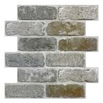 COMSTICKC 10 Pcs 3D Faux Brick Wall Panel Peel and Stick Wall Tiles -12"X12" Small Size Thin PVC Gray Brick Self Adhesive Wall Tiles for Interior Wall Decor Farmhouse Decor