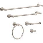 Franklin Brass Wake (5-Pack) Bathroom Set SpotShield Brushed Nickel 18" & 24" Towel Bar Racks, Toilet Paper Holder, Hand Towel Holder, Hook | Bathroom Accessory Set Towel Holder Hardware Set WAK65-BN