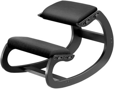 MallVitally Adjustable Kneeling Chair, Wooden Ergonomic Rocking Chair - Improve Your Posture with an Angled Seat for Home,Office(Black)