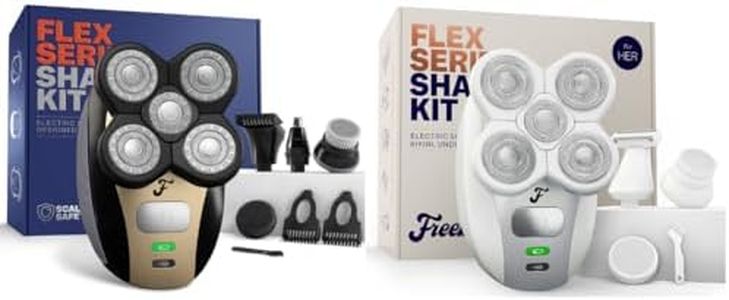 Freebird FlexSeries Head & Body Shaver Bundle - Mens & Womens Electric Razors - Cordless Rechargeable Wet/Dry Waterproof Shavers for Head, Legs, Body, Sensitive Skin & Private Area Trimming