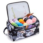 KALIDI Yarn Storage Knitting Bag Yarn Wool Crochet Hook Needles Accessories Organiser Holder Lightweight with Handle Strap