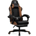 GTPLAYER Gaming Chair, Ergonomic Computer Chair with Footrest, Headrest and Lumbar Support Height Adjustable Gaming Chair 360° Swivel Office Desk Chair (Brown)