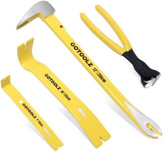 4-Piece Pry Bar Set, 12-Inch Utility Claw Pry Bar, 10-Inch & 7.5-Inch Flat Pry Bars Crowbar Claw, 8-Inch End Cutting Pliers, Nail Remover Tool for Baseboard, Floor, Nails Removal