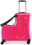 N-A AO WEI LA OW Duffel Bag for Kids Ride-On Suitcase Carry-On Luggage with Wheels (Fuchsia, 20 Inch（suggest 1-6 years old)