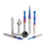 Amana Tool AMS-177-K 8-Pc CNC Router Bit Collection Featuring V-Grooves, Point Roundover and Multi-Purpose Spektra Bits, 1/4 Shank