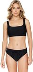 Reebok Women's Swimwear Invincible Icon Scoop Neck Soft Cup Tankini Swim Bathing Suit Top Separate, Black, M