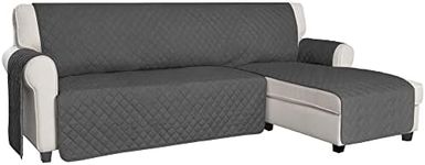 ISSUNTEX Sectional Couch Covers for Dogs, Reversible L Shaped Sofa Cover, Water Resistant Chaise Lounge Cover Furinture Protector for Kids Pets (Small, Dark Gray/Dark Gray)