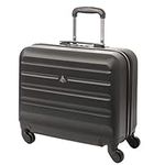 Aerolite Hard Shell Rolling Padded Laptop Case Bag on 4 Wheels - Fits up to 15.6", Overnight Trolley Business Hand Cabin Luggage Case Black