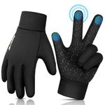 Kids Sports Winter Warm Gloves - Cold Snow Weather Toddler Thermal Cycling Grip Glove for Running Bike Horse Riding, Touchscreen Grip Children's Mittens Age 8 10 Years Boys Girls Black