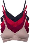 Kalon 4 Pack Demi Padded Bralette Adjustable Straps (M/L, Red Basics)