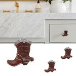 Amyoxu Western Cowboy Horseshoe Vintage Drawer Pulls Rustic Horse Shoes Boots Resin Cabinet Knobs Handles Country Kitchen Home Decoration (Pack of 6)