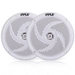 Pyle Marine Speakers - 4 Inch 2 Way Waterproof and Weather Resistant Outdoor Audio Stereo Sound System with 100 Watt Power and Low Profile Slim Style Design - 1 Pair - PLMRS4W (White)