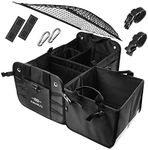 DURABLEZ 3 Compartment Separable Collapsible Car Trunk Storage Organizer for SUV Minivan Truck Sedan - XL, Blacк