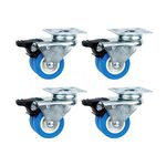 Breewell Wheels for Furniture Bed | Set of 4 | 2 inch Heavy Duty Steel PVC Caster Wheel, Trolley Wheels Swivel Plate Type with Brakes for Complete Lock.