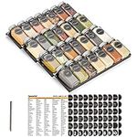 SpaceAid Spice Drawer Organizer with 28 Spice Jars, 386 Spice Labels, 4 Tier Seasoning Rack Tray Insert for Kitchen Drawers, 13" Wide x 17.5" Deep