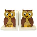 Owl Wooden Bookends For Kids | Childrens Book Ends | Book Stoppers For Shelves, Kids Room or Nursery Decor - Hand Made in UK