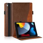 iPad 10.2 Tablet Case for iPad 9th/ 8th/7th Generation Case Slim PU Leather Tablet Cover with Pencil Holder Auto Wake/Sleep Multiple Viewing Angles Stand Flip Case, Brown