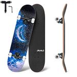 Junli Skateboards for Beginners, 32 Inch Skateboards for Adults Teens Kids Girls and Boys, 8 Layer Canadian Maple Complete Standard Skateboards, Double Kick Concave Skate Board and Tricks Skateboards