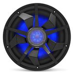 Clarion CM3013WL 12-inch Marine Subwoofer 300W RMS Power handling Dual 2 ohm Voice coils Built-in RGB Illumination Includes Black & Silver Grilles Water Resistant: IP55 Front