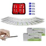 Isaac Technologies IC-SNK15 75cm NYLON Surgical Suture Thread W Curved Needle 24 PK | Superior Tensile Strength |Excellent Knot Security |5 Piece Stainless Tools with 5 Blades (Educational & Training Use Only)