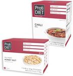 ProtiDIET High Protein Breakfast & Meal Variety Pack – Honey Nut Soy Cereal & Chili Mix – Gluten-Free, Low Fat, Quick & Easy Meal Options – 7 Servings Per Box (Each Flavor)