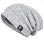 VECRY Mens Slouchy Knit Oversized Beanie Skull Caps Artistic Hats (Pale)