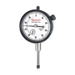 Starrett 25 Series Dial Indicator with SLC, Jewel Bearings and Lug-On-Center Back - White Face, 0-1" Range, 0-100 Dial Reading.100" Graduations - 25-441J W/SLC