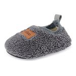 MK MATT KEELY Kids Boys Girls Sherpa Fleece Slippers 1-7 Years Lightweight Non-Slip House Shoes for Toddler Grey