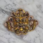 Salvus APP SOLUTIONS Exclusive Metal Nazar Battu Face Mask with Naag Wall Hanging for Evil Eye Protection Suitable ( Gold)