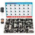 25 Values 242 Pcs Inductor Kit 1uH to 100 mH DIP Radial Power Choke Inductors Assortment Kit Copper Coil Rated Current DC Resistance Individual Compartment