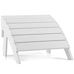 Giantex Adirondack Folding Ottoman, Outdoor Footstool Weather Resistant HDPE Material Adirondack Footrest, No Assembly Required, Outside Adirondack Chairs Ottoman for Patio, Garden, Backyard, White