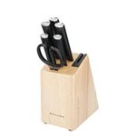 KitchenAid Classic 6-Piece Knife Set with Block, Sharp High-Carbon Japanese Steel Kitchen Knives and Rubberwood Holder