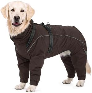 Kuoser Waterproof Hooded Dog Raincoat, Full Body Coverage, Brown 3XL